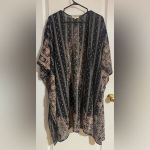 Umgee Oversized Boho Lightweight Coastal Side Slits Kimono Cardigan Size S/M